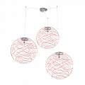 Sospensione Contemporanea Moon Metallo Cromo Vetro Rosso 3 Luci E27 D.40Cm 1117_S3-40-RO