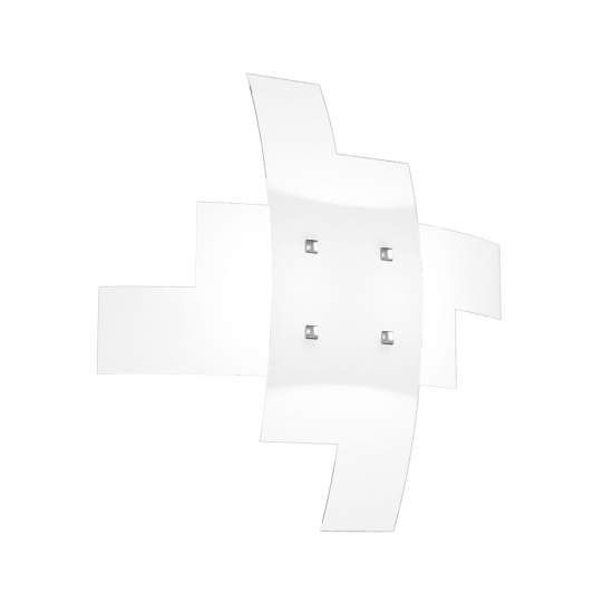 Plafoniera Moderna Tetris Metallo Bianco Vetro 4 Luci E27B55Cm 1120_55