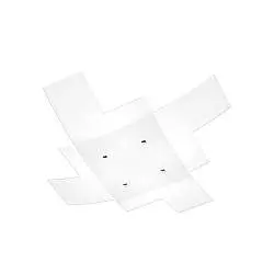 Plafoniera Moderna Tetris Metallo Bianco Vetro 4 Luci E27 75Cm