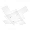 Plafoniera Moderna Tetris Metallo Bianco Vetro 4 Luci E27 95Cm 1120_95