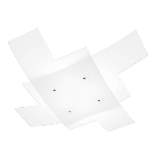 Plafoniera Moderna Tetris Metallo Bianco Vetro 4 Luci E27 95Cm 1120_95