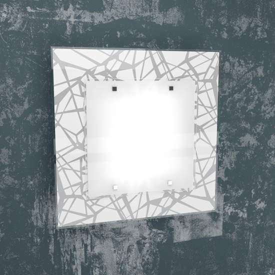 Applique Contemporanea Stripes Metallo Bianco Vetro Serigrafato 2 Luci E27 1123_45