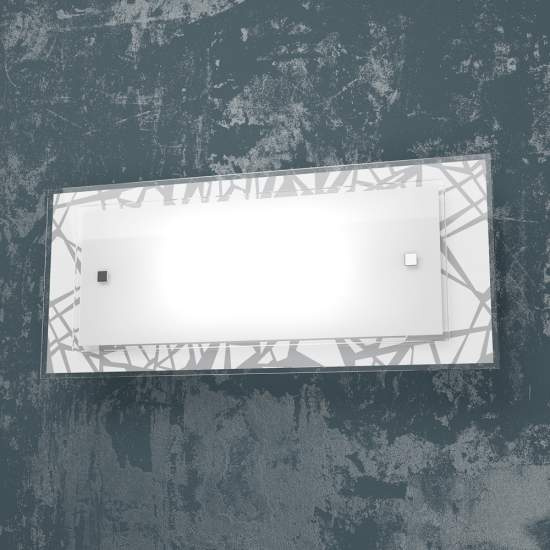 Applique Contemporanea Stripes Metallo Bianco Vetro Serigrafato 2 Luci E27 46Cm 1123_AG