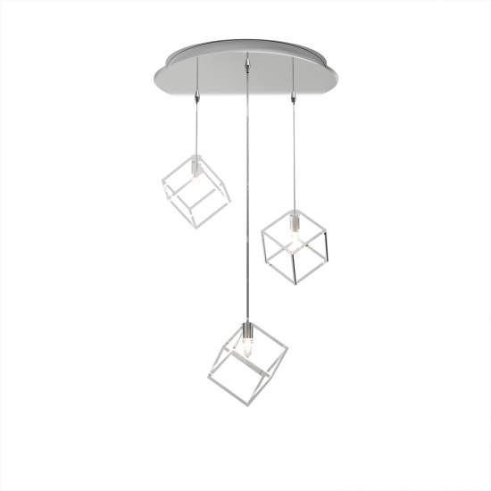 Sospensione Moderna Frame Metallo Cromo 3 Luci G9 1125_S3