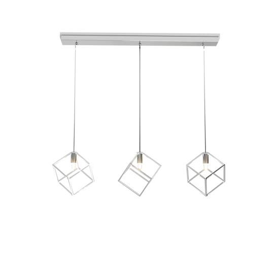 Sospensione Moderna Rettangolare Frame Metallo Cromo 3 Luci G9 1125_S3R