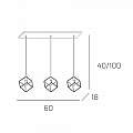 Sospensione Moderna Rettangolare Frame Metallo Cromo 3 Luci G9 1125_S3R