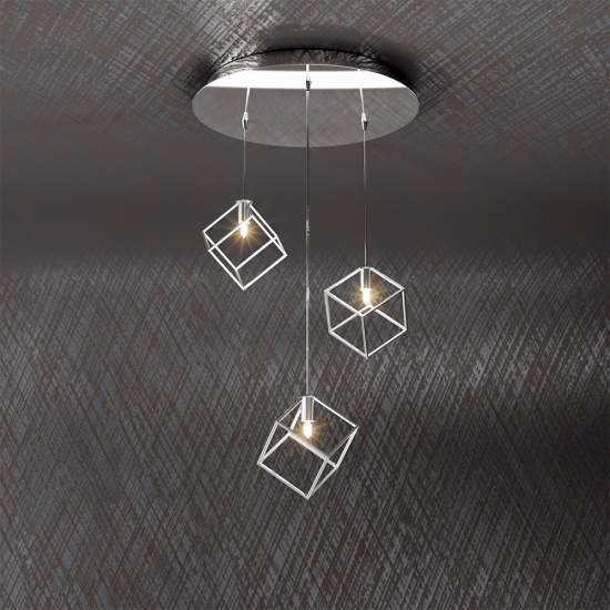 Sospensione Moderna Frame Metallo Cromo 3 Luci G9 1125_S3