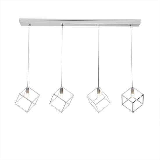 Sospensione Moderna Rettangolare Frame Metallo Cromo 4 Luci G9 1125_S4R