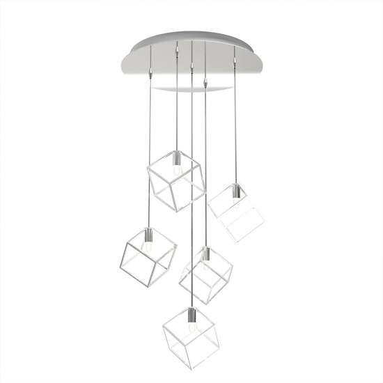 Sospensione Moderna Frame Metallo Cromo 5 Luci G9 1125_S5