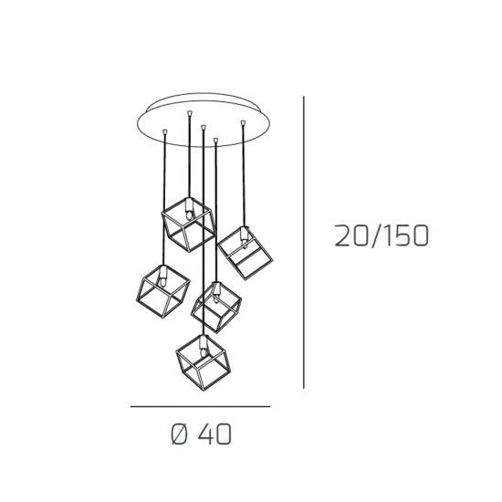 Sospensione Moderna Frame Metallo Cromo 5 Luci G9 1125_S5