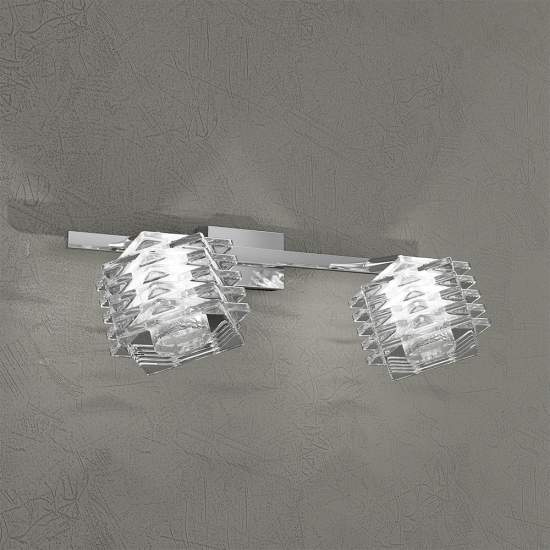 Applique Contemporanea Rubik Metallo Cromo Diffusore Cristallo 2 Luci G9 1126_F2