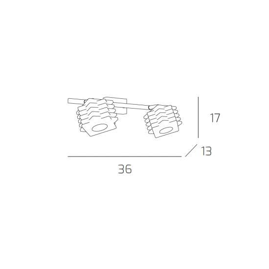 Applique Contemporanea Rubik Metallo Cromo Diffusore Cristallo 2 Luci G9 1126_F2