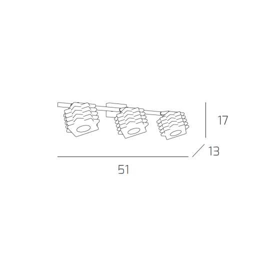 Applique Contemporanea Rubik Metallo Cromo Diffusore Cristallo 3 Luci G9 1126_F3