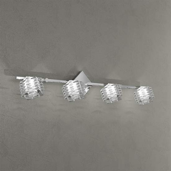 Applique Contemporanea Rubik Metallo Cromo Diffusore Cristallo 4 Luci G9 1126_F4