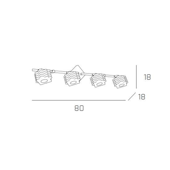 Applique Contemporanea Rubik Metallo Cromo Diffusore Cristallo 4 Luci G9 1126_F4