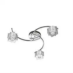 Plafoniera Contemporanea Rubik Metallo Cromo Diffusore Cristallo 3 Luci G9