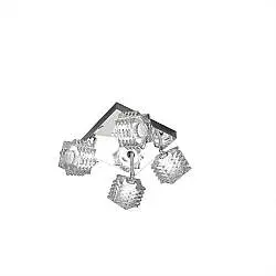 Plafoniera Contemporanea Rubik Metallo Cromo Diffusore Cristallo 4 Luci G9