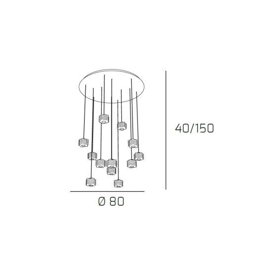 Sospensione Contemporanea Rubik Metallo Cromo Diffusore Cristallo 12 Luci G9 1126_S12