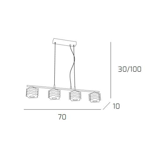 Sospensione Contemporanea Rubik Metallo Cromo Diffusore Cristallo 4 Luci G9 1126_S4
