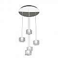 Sospensione Contemporanea Rubik Metallo Cromo Diffusore Cristallo 5 Luci G9 1126_S5