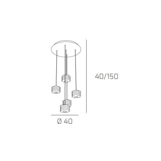 Sospensione Contemporanea Rubik Metallo Cromo Diffusore Cristallo 5 Luci G9 1126_S5