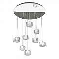 Sospensione Contemporanea Rubik Metallo Cromo Diffusore Cristallo 8 Luci G9 1126_S8