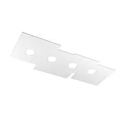 Plafoniera Moderna Rettangolare Plate Metallo Bianco 4 Luci Gx53