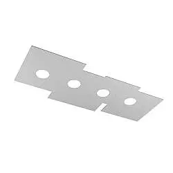 Plafoniera Moderna Rettangolare Plate Metallo Grigio 4 Luci Gx53