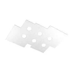 Plafoniera Moderna Rettangolare Plate Metallo Bianco 6 Luci Gx53