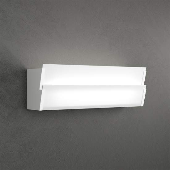 Applique Moderna Roof Metallo Bianco Diffusore Vetro Extrachiaro 2 Luci E27 1131_AG