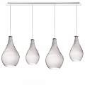 Sospensione Contemporanea Drop Metallo Bianco Vetro Grigio 4 Luci E14 1134BI_S4RPM-GR