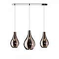 Sospensione Contemporanea Drop Metallo Cromo Vetro Rame 3 Luci E14 1134CR_S3RPM-RA