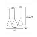 Sospensione Contemporanea Drop Metallo Cromo Vetro Rame 3 Luci E14 1134CR_S3RPM-RA