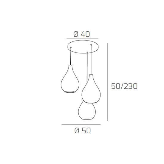 Sospensione Contemporanea Drop Metallo E Vetro Cromo 3 Luci E14 1134CR_S3TM-CR
