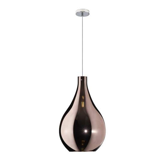 Sospensione Contemporanea Drop Metallo Cromo Vetro Rame 1 Luce E14 D.26Cm 1134CR_SG-RA
