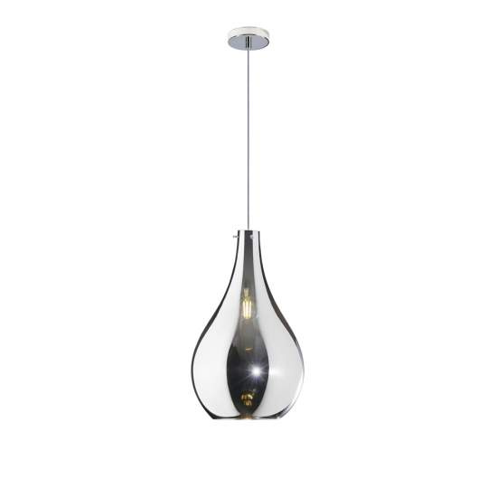 Sospensione Contemporanea Drop Metallo Cromo Vetro Cromo 1 Luce E14 D.22Cm 1134CR_SM-CR