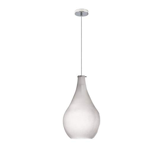 Sospensione Contemporanea Drop Metallo Cromo Vetro Grigio 1 Luce E14 D.22Cm 1134CR_SM-GR