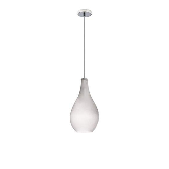 Sospensione Contemporanea Drop Metallo Cromo Vetro Grigio 1 Luce E14 D.17Cm 1134CR_SP-GR