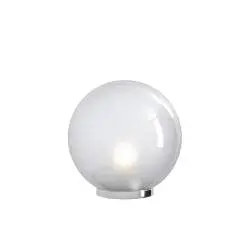 Lampada Contemporanea Glitter Metallo Cromo Vetro Soffiato Trasp 1 Luce E27 30Cm