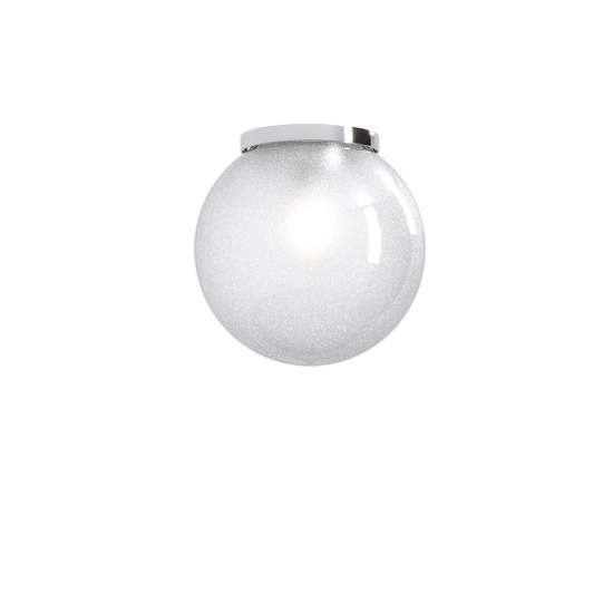 Plafoniera Contemp Glitter Metallo Cromo Vetro Soffiato Trasp 1 Luce E27 25Cm 1135_PL25