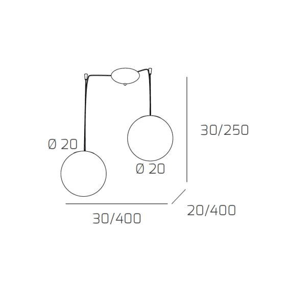 Sospensione Contemporanea Glitter Metallo Cromo Vetro Soffiato Trasp 2 Luci E14 1135_S2-20