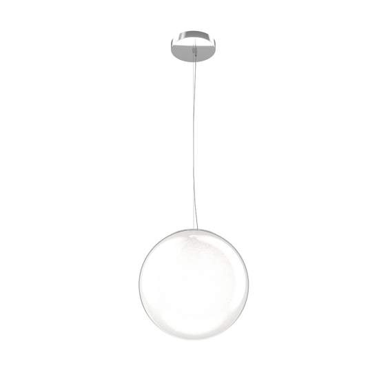 Sospensione Contemporanea Glitter Metallo Cromo Vetro Soffiato Trasp 1 Luce E14 1135_S20