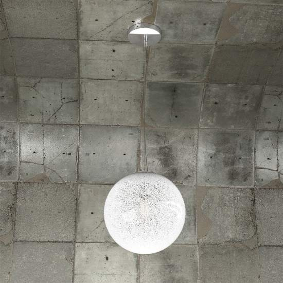 Sospensione Contemporanea Glitter Metallo Cromo Vetro Soffiato Trasp 1 Luce E14 1135_S20