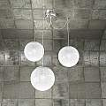 Sospensione Contemporanea Glitter Metallo Cromo Vetro Soffiato Trasp 3 Luci E14 1135_S3-20