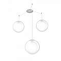 Sospensione Contemp Glitter Metallo Cromo Vetro Soffiato Trasp 3 Luci E27 25Cm 1135_S3-25