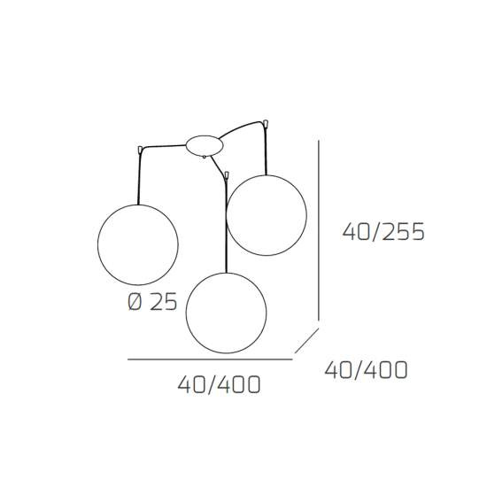 Sospensione Contemp Glitter Metallo Cromo Vetro Soffiato Trasp 3 Luci E27 25Cm 1135_S3-25