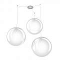 Sospensione Contemp Glitter Metallo Cromo Vetro Soffiato Trasp 3 Luci E27 40Cm 1135_S3-40