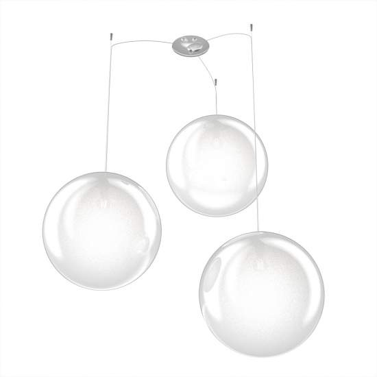 Sospensione Contemp Glitter Metallo Cromo Vetro Soffiato Trasp 3 Luci E27 40Cm 1135_S3-40