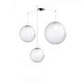 Sospensione Contemp Glitter Metallo Cromo Vetro Soffiato Trasp 3 Luci E27 Mix 1135_S3-MIX