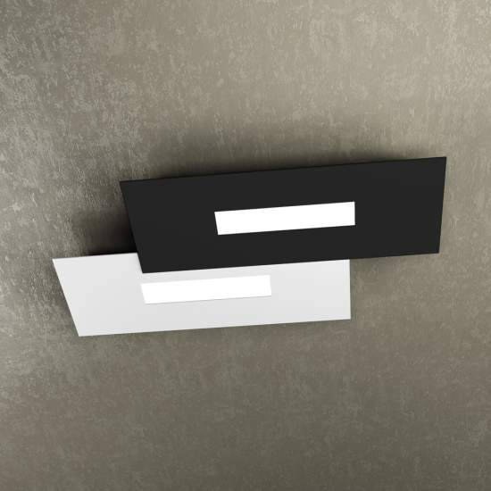 Plafoniera Moderna Rett. 2 Moduli Wally Metallo Bianco E Nero 2 Luci 2G11 52Cm 1138_M1-BN